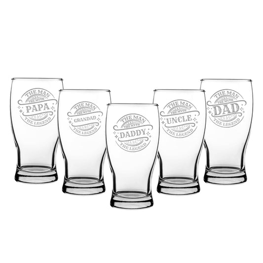 Beer Glass For Fathers Day Or Birthday Gift With Man The Myth Legend Engraved Design